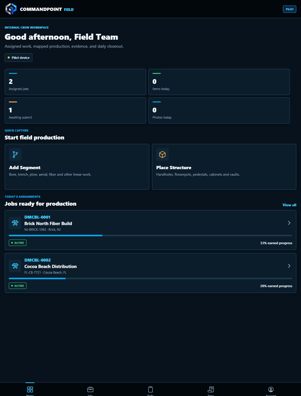 CommandPoint Field home screen